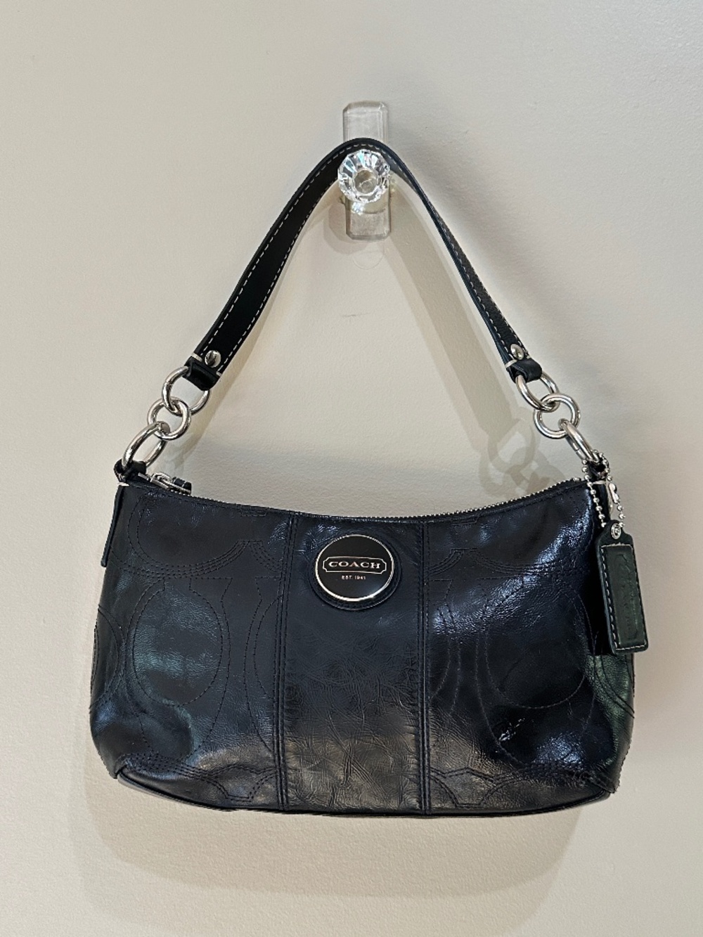 Vintage Coach Signature Patent Leather Shoulder Hobo Bag with Strap F15141 Y2K